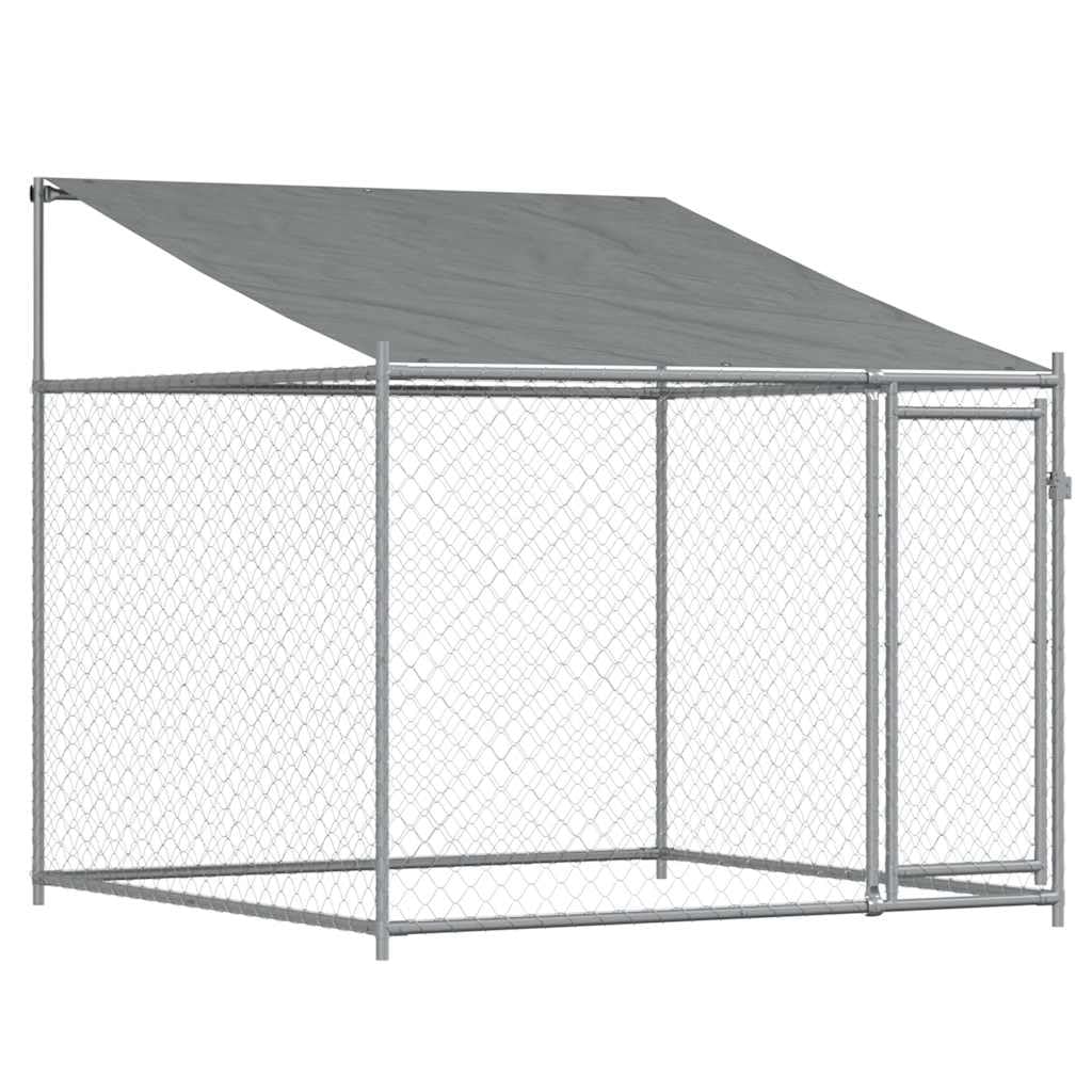 Dog Cage with Roof and Door Grey 2x2x2 M Galvanised Steel vidaXL