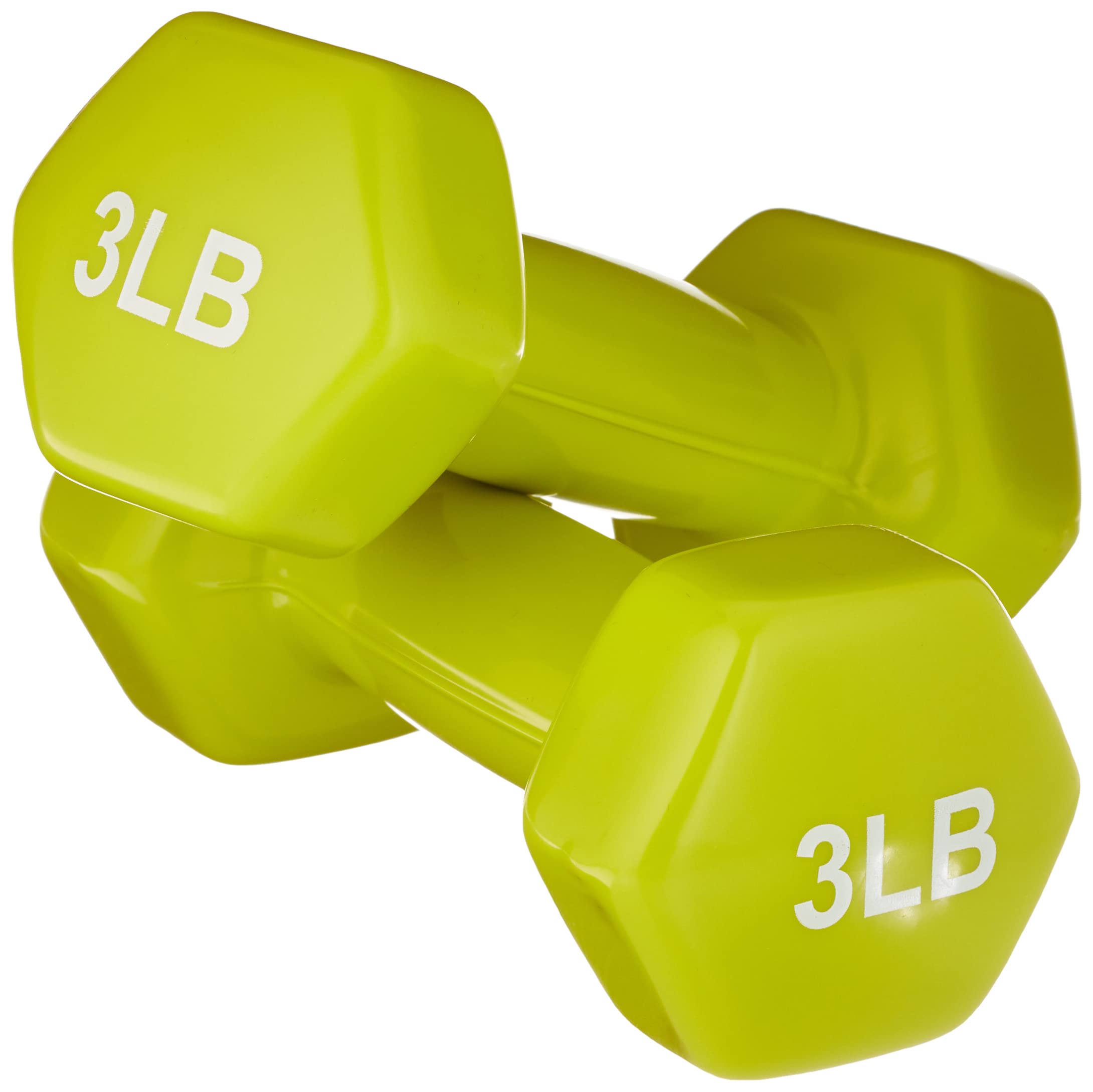 Amazon Basics Vinyl 3 Pound Dumbbells - Set of 2, Citron