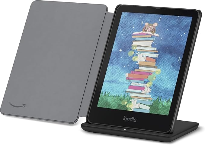 Kindle Colorsoft Essentials Bundle including Amazon Kindle Colorsoft (32 GB) - Black, Plant-Based Leather Case - Black and Wireless Charging Dock