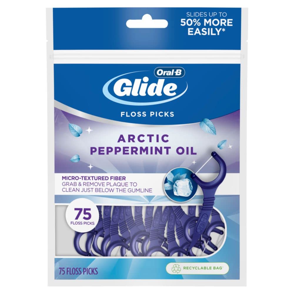 Oral B Glide 3D White Floss Picks Radiant Mint, 75 Count (Pack of 4)