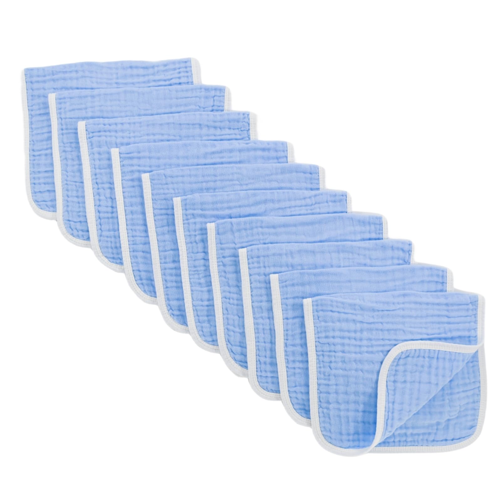 Muslin Burp Cloths Large 20 by 10 Inches 100% Cotton 6 Layers Extra Absorbent And Soft 4 Pack Blue
