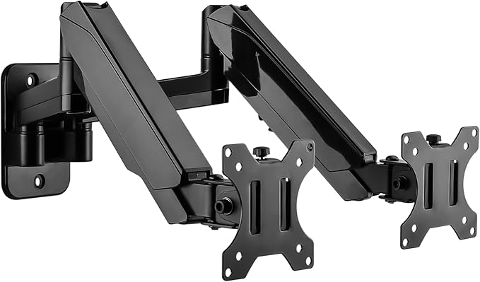 UPGRAVITY Dual Monitor Wall Mount, Double Monitor Wall Stand for Two 17-32 Inch Flat/Curved Computer Screens, Height Adjustable Gas Spring Monitor