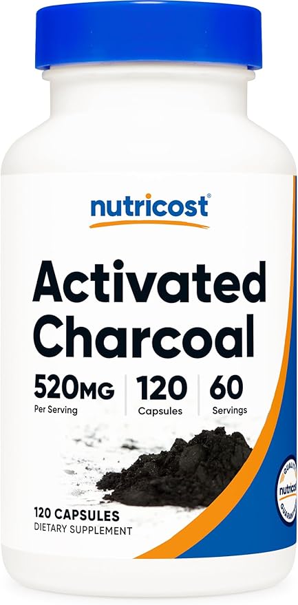 Nutricost, Activated Charcoal Capsules, 520 mg, 120 Count