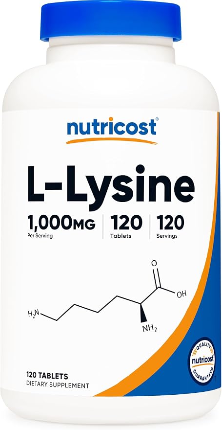 Nutricost, L-Lysine, 1,000 mg, 250 Capsules (500 MG Per Capsule)