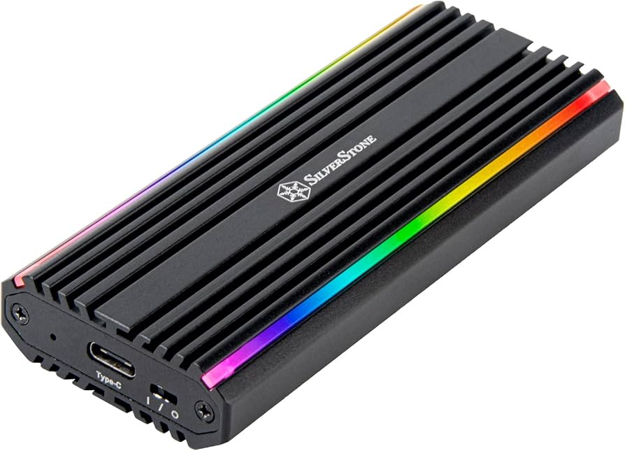 Silverstone MS13 NVMe & SATA M.2 SSD To USB-C 3.2 External SSD Enclosure - Black, SST-MS13 External Hard Drive Enclosures