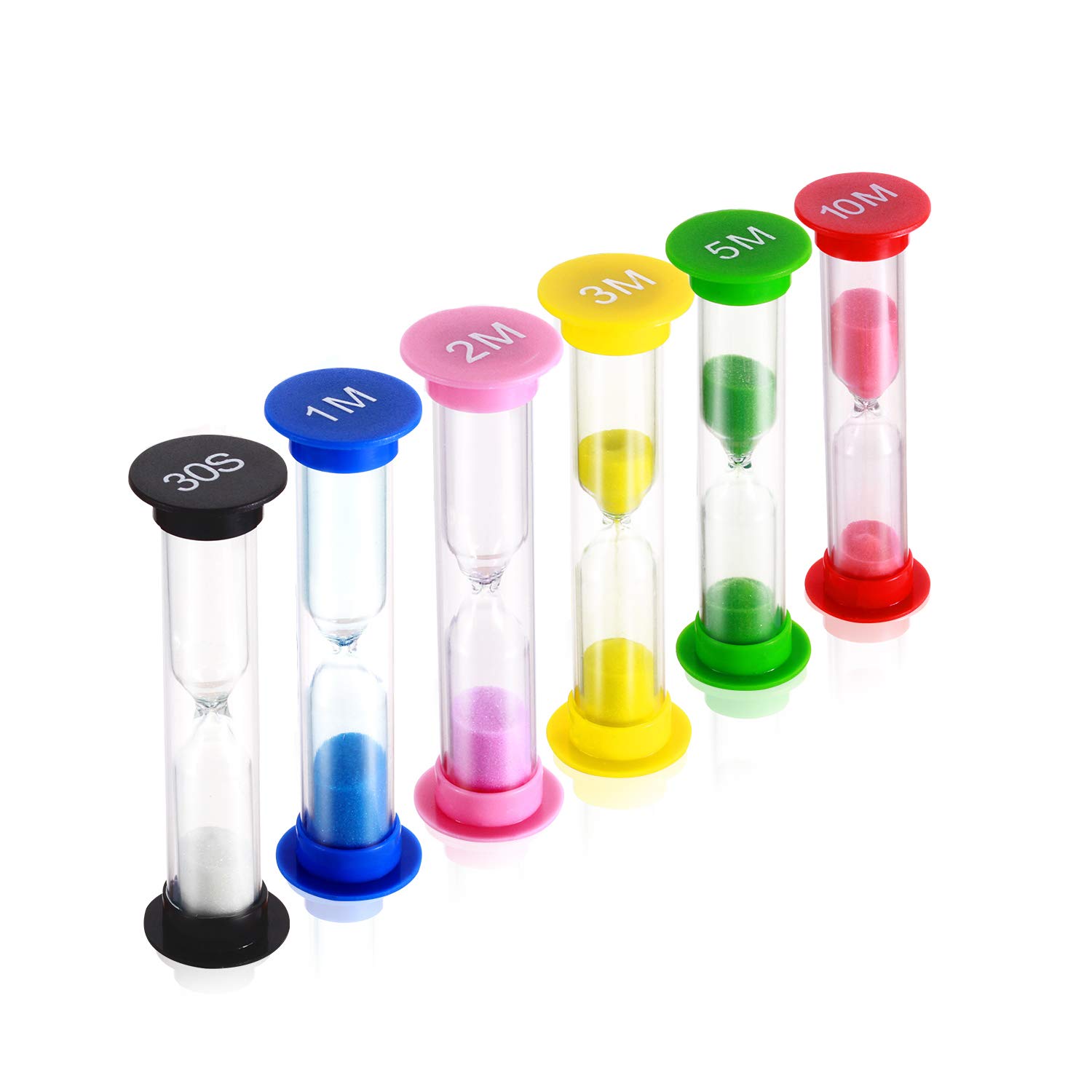Dsmile Sand Timer,Plastic Hourglass Timer,Colourful Sandglass Hourglass Sand Clock Timer 30sec / 1min / 2mins / 3mins / 5mins / 10mins