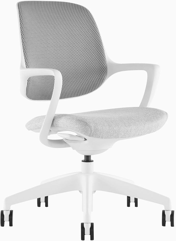 Desky Evoque Low Back Office Chair - White / Drafting Kit