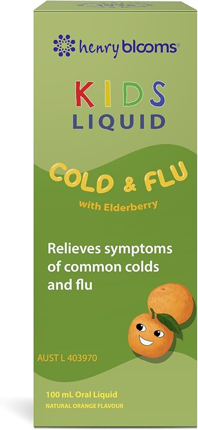 Henry Blooms Kids Liquid Cold and Flu with Elderberry 100ml
