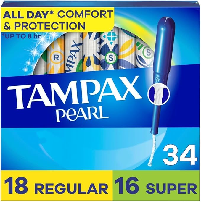 Tampax Pearl Tampons, Regular/Super Absorbency with LeakGuard Braid, D