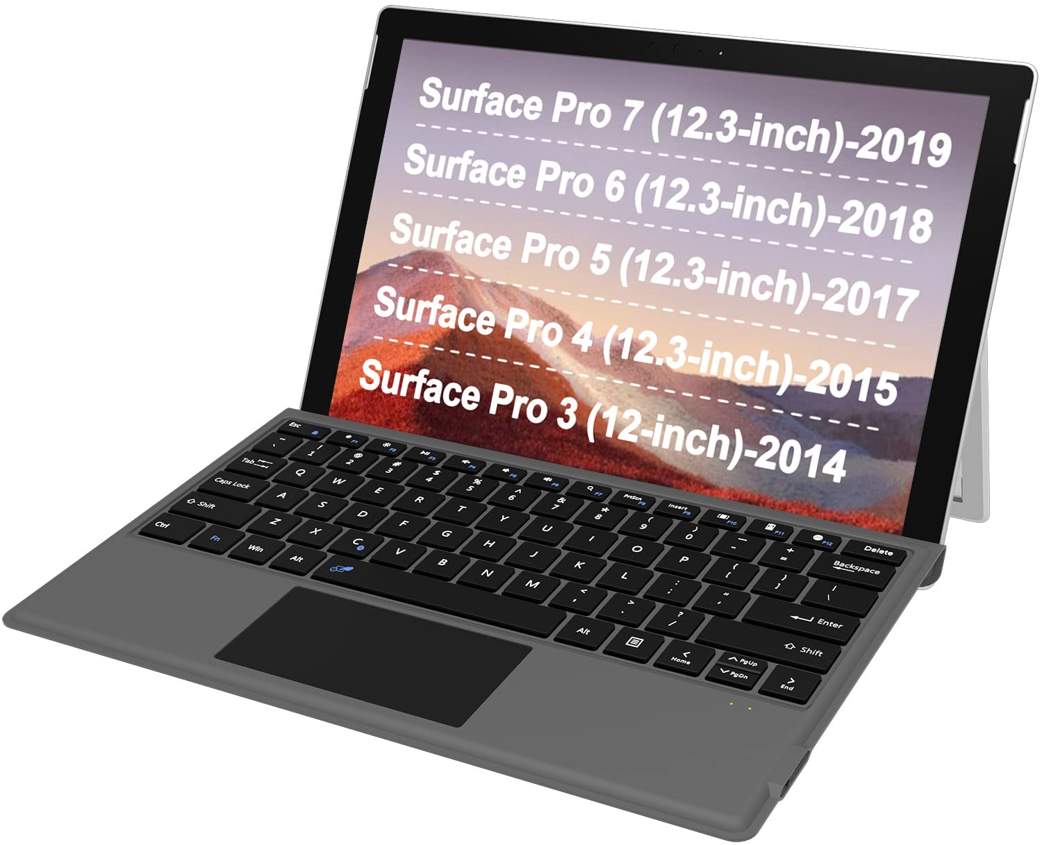 Arteck Microsoft Surface Pro Type Cover, Ultra-Slim Portable Bluetooth Wireless Keyboard With Touchpad Built-in Rechargeable Battery
