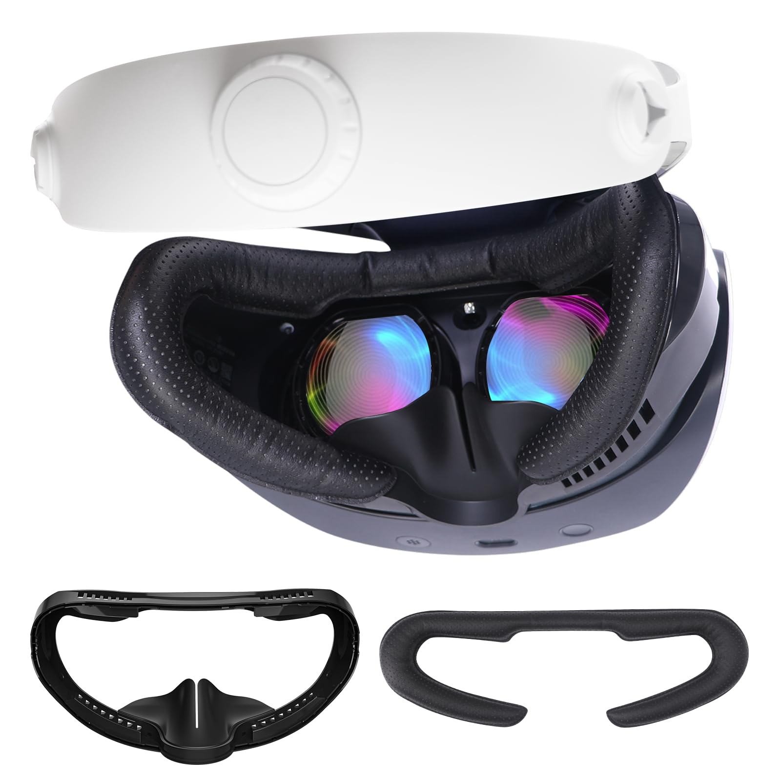 Hanpusen VR Face Pad for PlayStation VR2, Psvr2 Fitness Facial Interface Cushion Pad, Psvr2 Face Pad Replacement, Breathable Holes Leather Foam
