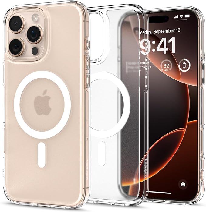 SPIGEN Ultra Hybrid (MagFit) MagSafe Compatible for iPhone 16 Pro Max Case [Colour:Frost Clear Case / White Ring]