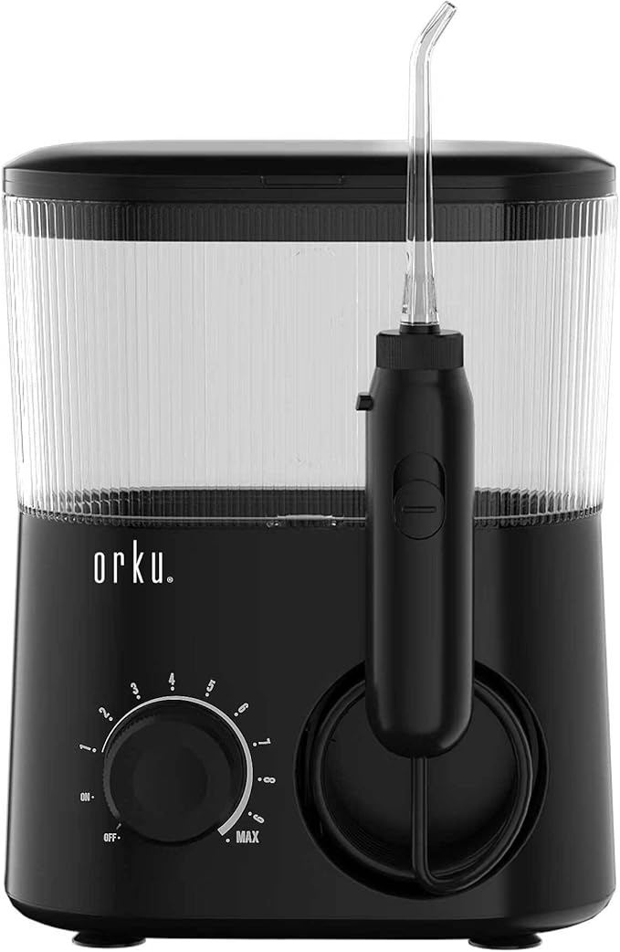 Orku Water Jet Dental Flosser 600ml Black - Electric Oral Pressure Tooth Irrigator
