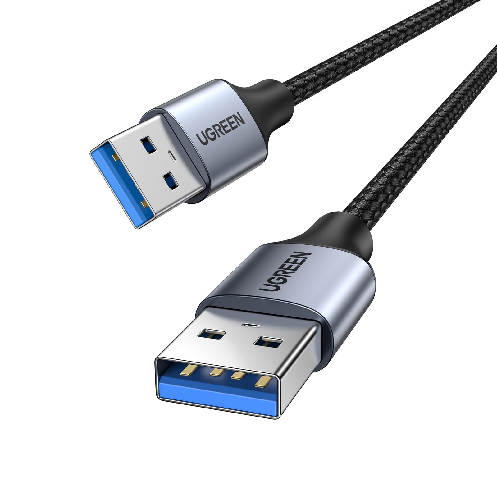 UGREEN USB Cable, USB 3.0 A To A Data Cable Braided, 5Gbps High Speed Transfer USB Type A Male To Male Lead, Compatible With External Hard Drive/fan