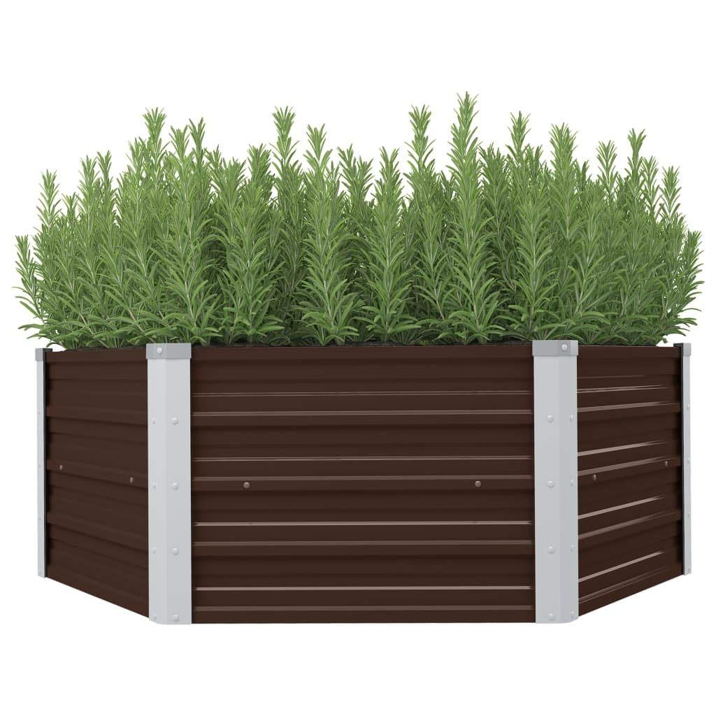 vidaXL - Raised Garden Bed Galvanised Steel - Brown - 129x129x46 cm