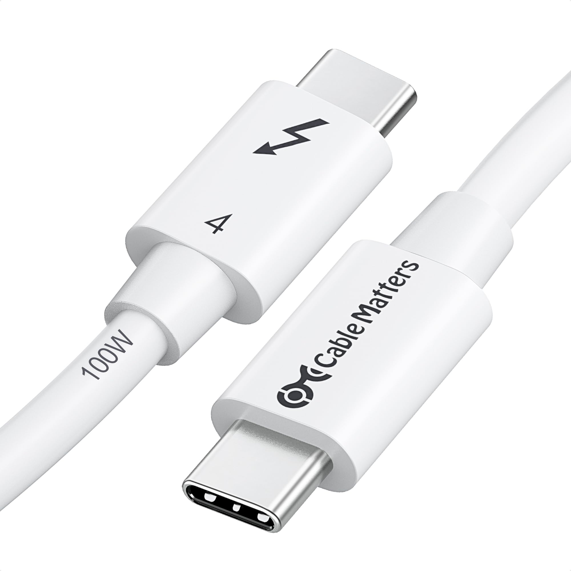Cable Matters [Intel Certified] 40Gbps Thunderbolt 4 Cable 2.6ft with 8K Video and 100W Charging in White - 0.8m, Compatible with USB4, Thunderbolt 3 