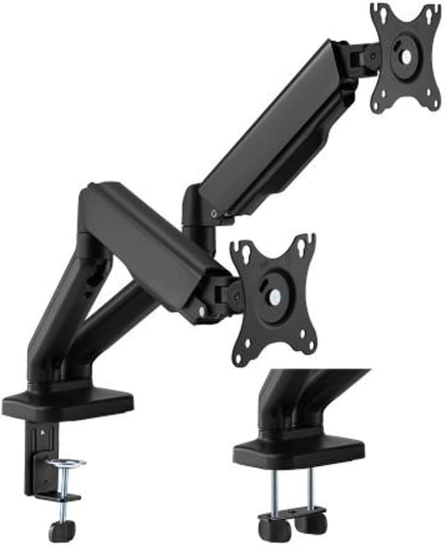 Brateck Cost-effective Spring-Assisted Dual Monitor Arm Fit Most 17'-32' Monitor Up To 9kg VESA 75x75,100x100(Black) LDT46-C024E