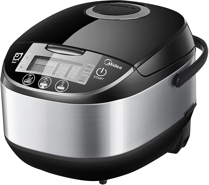 Midea Multifunctional Rice Cooker with Steamer (10 Cup, 1.8 Litre) 11 Multicooker Functions, LED Display, Warmer, Timer, Non-stick Removable Inner