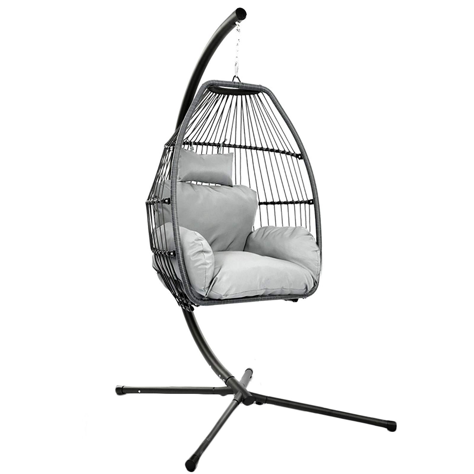 Gardeon Outdoor Furniture Egg Hammock Hanging Swing Chair Stand Pod Wicker - Grey