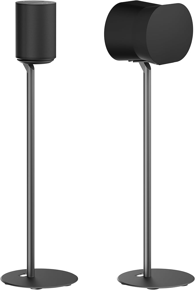 ynVISION Fixed Height Floor Stand Compatible with Sonos Era 100 and Era 300 - Black 2 Pack (Pair)
