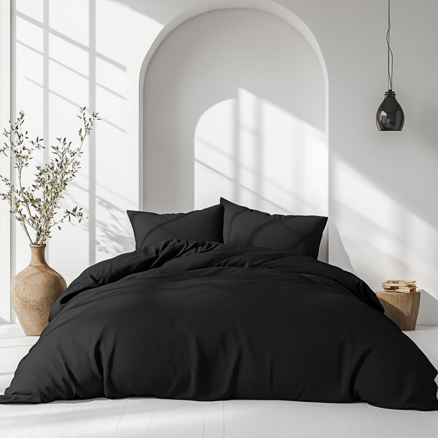 Amsons Queen Bed Quilt Cover Set - Black