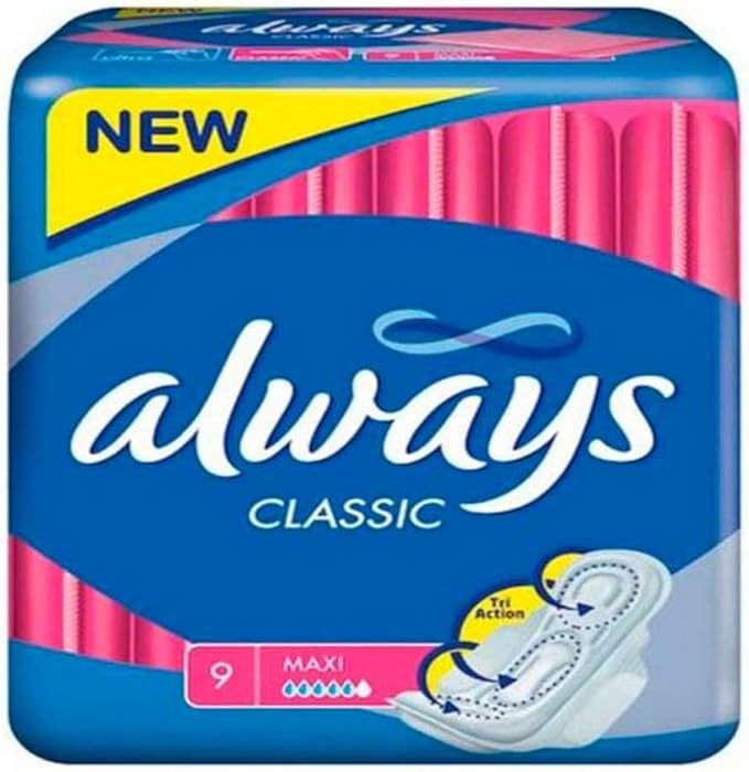 Always Classic Maxi Pads with Wings - 9 Pack