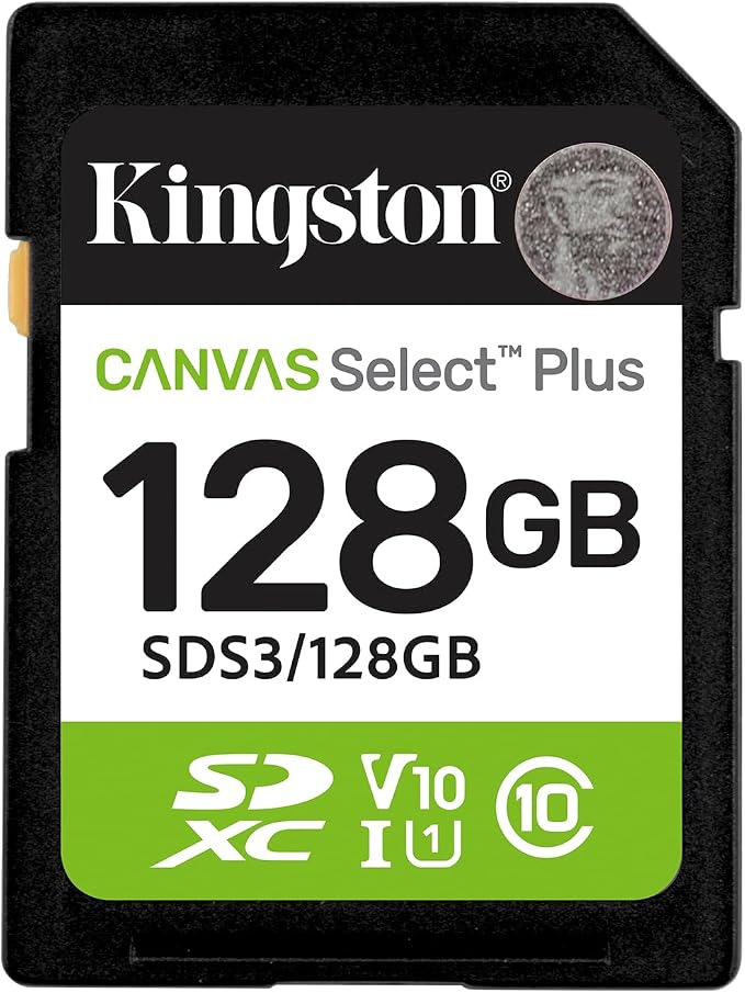 Kingston Canvas Select Plus SD Memory Card 128GB SDXC Gen3 150MB/s C10 UHS-I U1 V10 - SDS3/128GB