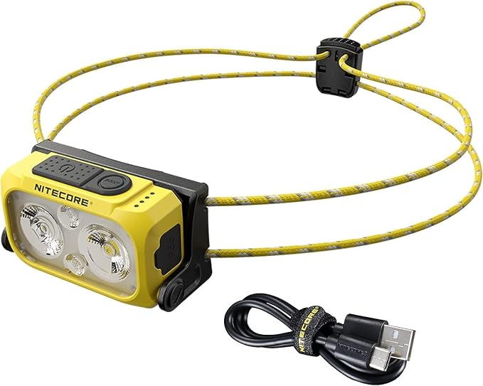 Nitecore NU21 360 Lumen Ultra Lightweight Outdoor Headlamp Dual Beam USB-C Rechargeable Headlight (Yellow)