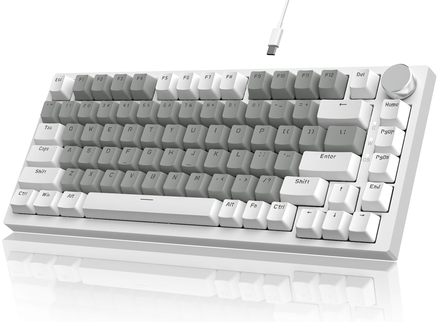 A.JAZZ x Attack Shark AK820 75% Wired Mechanical Gaming Keyboard,Custom Keyboard,Hot Swappable,Upgraded Gasket Noise Absorbing Foams,CNC Knob,White