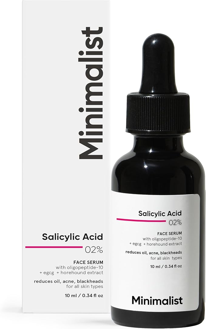 Minimalist 02% Salicylic Acid Serum For Acne, Blackheads and Open Pores | Reduces Excess Oil and Bumpy Texture | BHA Based Exfoliant For Acne Prone