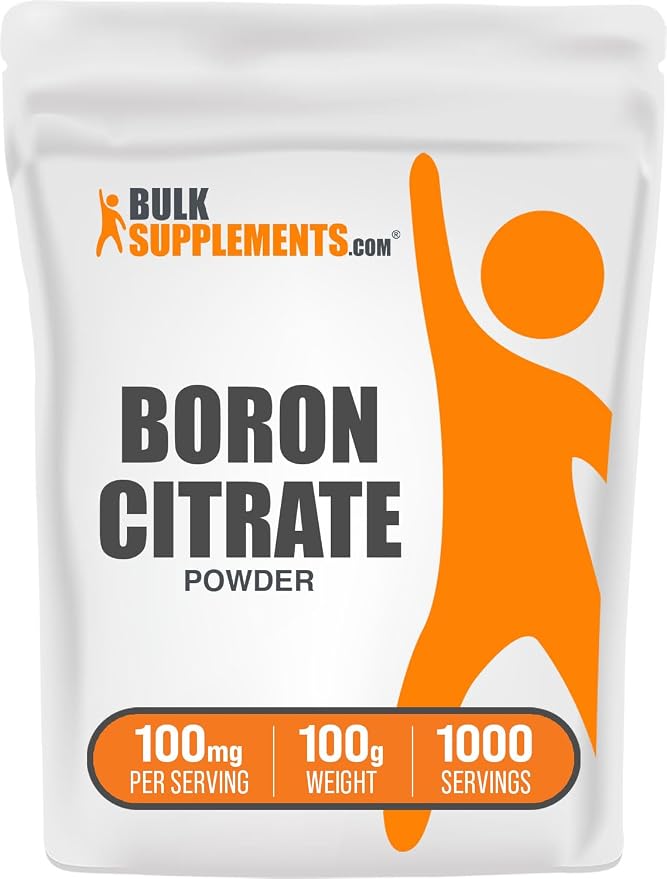 BulkSupplements.com Boron Citrate Powder - Boron 5mg, Boron Supplement for Men & Women, Food Grade Boron - for Bones & Joints Support, 100mg per