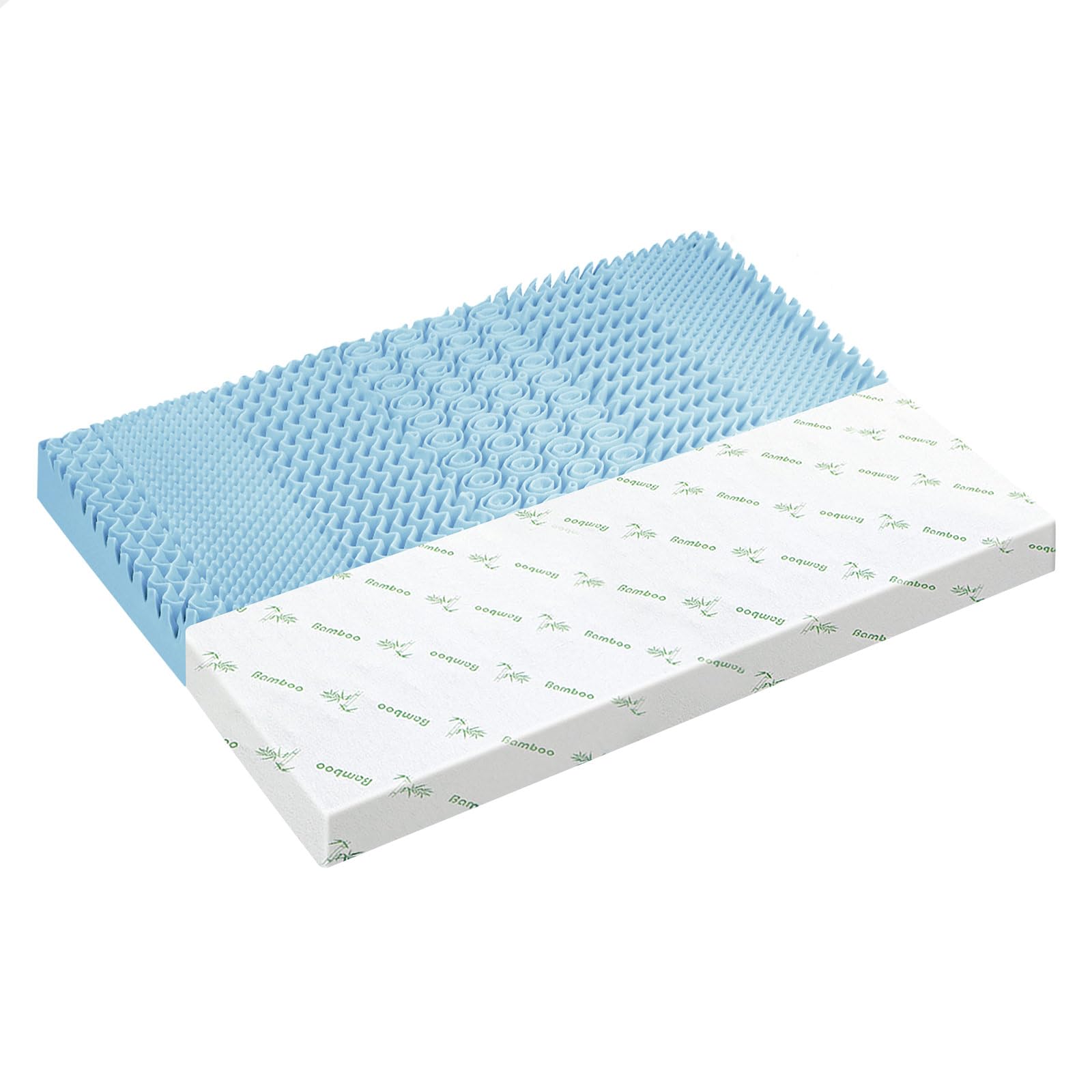 Starry Eucalypt Single Size Memory Foam Mattress Topper with Bamboo Cover Cool Gel Infused 7 Zone 5cm Thickness Beddings Bed Topper Mat Pad with 8