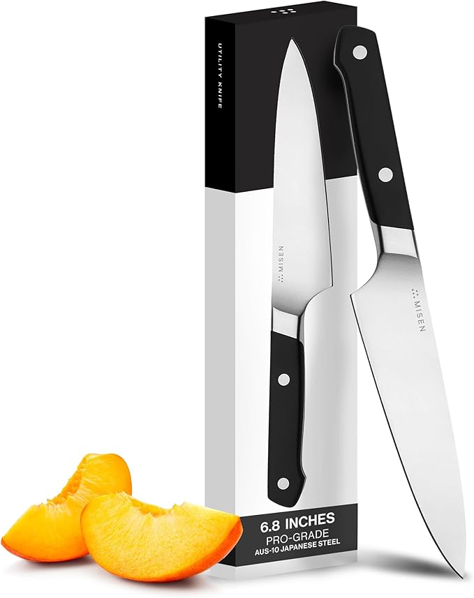 Misen Short Chef Knife - 6.8 Inch Professional Kitchen Knife - High Carbon Steel Ultra Sharp Chef's Knife, Black