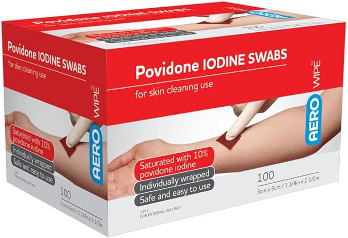 AeroWipe Povidone Iodine Swabs 100 Pack