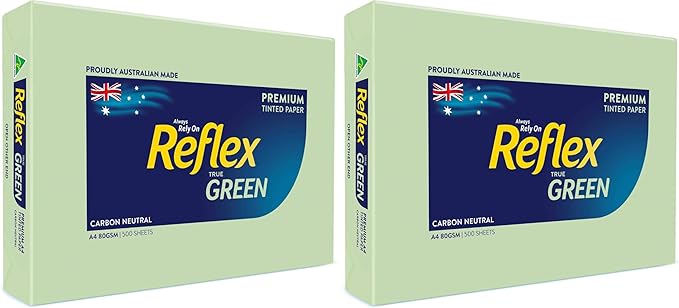 Reflex Coloured 80gsm A4 Copy Paper Green 5 Ream Carton