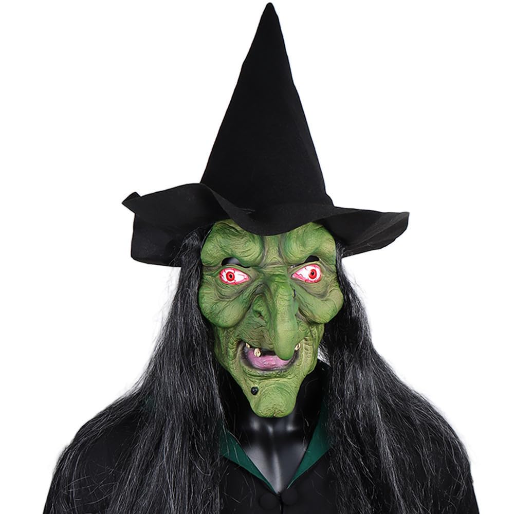 JIAMIAN Halloween Horror Mask, White Bones Witch Head Mask, Horror Theme Role Play Party Escape Haunted House Horror Decoration Props, Realistic All 