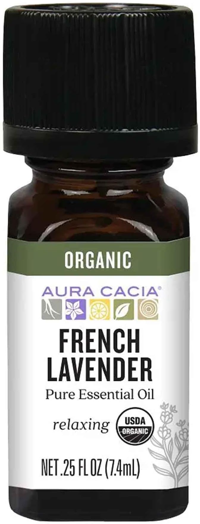 Aura Cacia Pure Essential Oil Organic French Lavender .25 fl oz (7.4 ml)