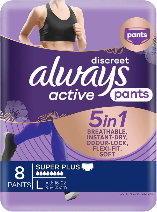 Always Discreet Active Pants Large 8 Pack