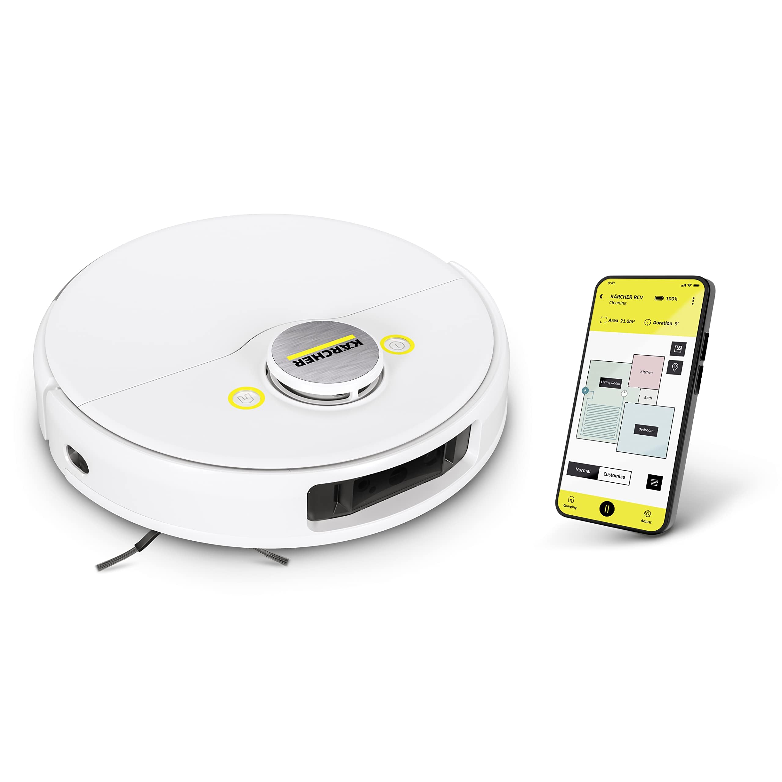 Kärcher RCV 5 Robot Vacuum Cleaner with Mop Function 5000Pa, Remote Control via App, LiDar Navigation, Dual Laser and AI, Floor Mapping, Obstacle 