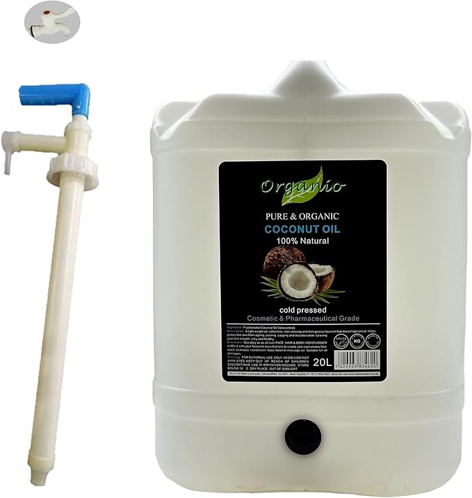 100% Pure Organic Fractionated Coconut Oil - Unscented (Odourless) - 20L with Pump Included