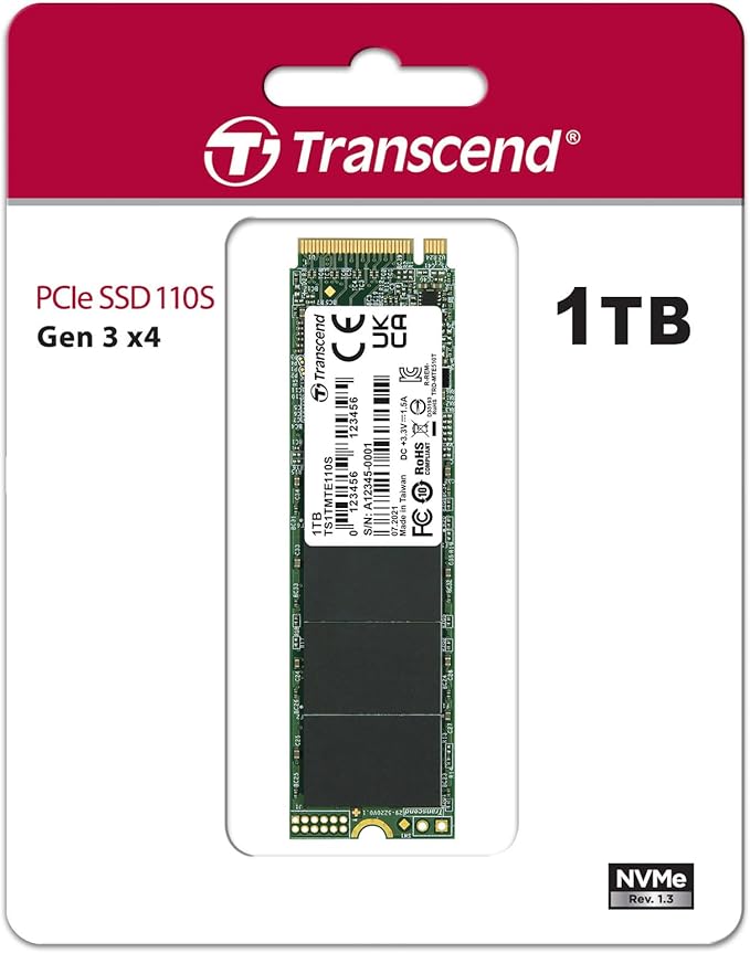 Transcend 1TB M.2 2280 PCIe SSD Gen3x4 3D TLC DRAM