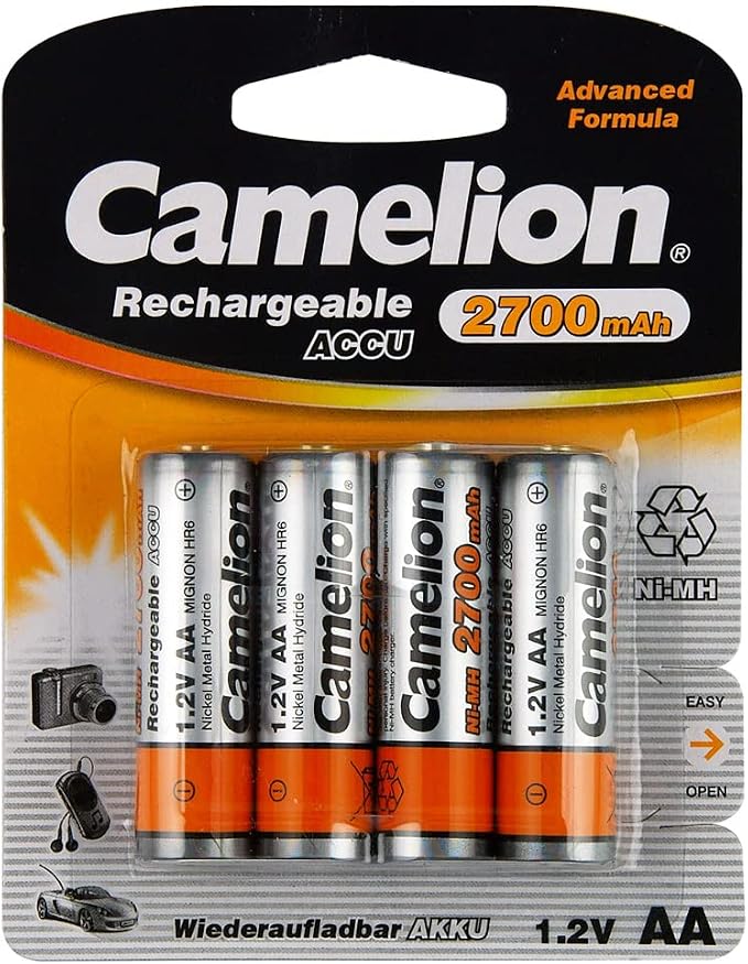 Camelion 4pc Ni-MH AA 1.2V Battery 2700mAh Rechargeable HR6 Mignon Batteries