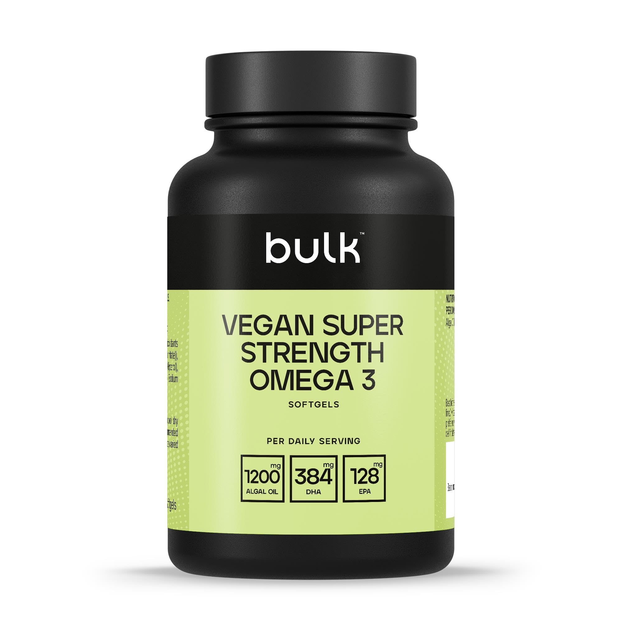 Bulk Vegan Super Strength Omega 3 Softgels, 1200 mg, Pack of 60