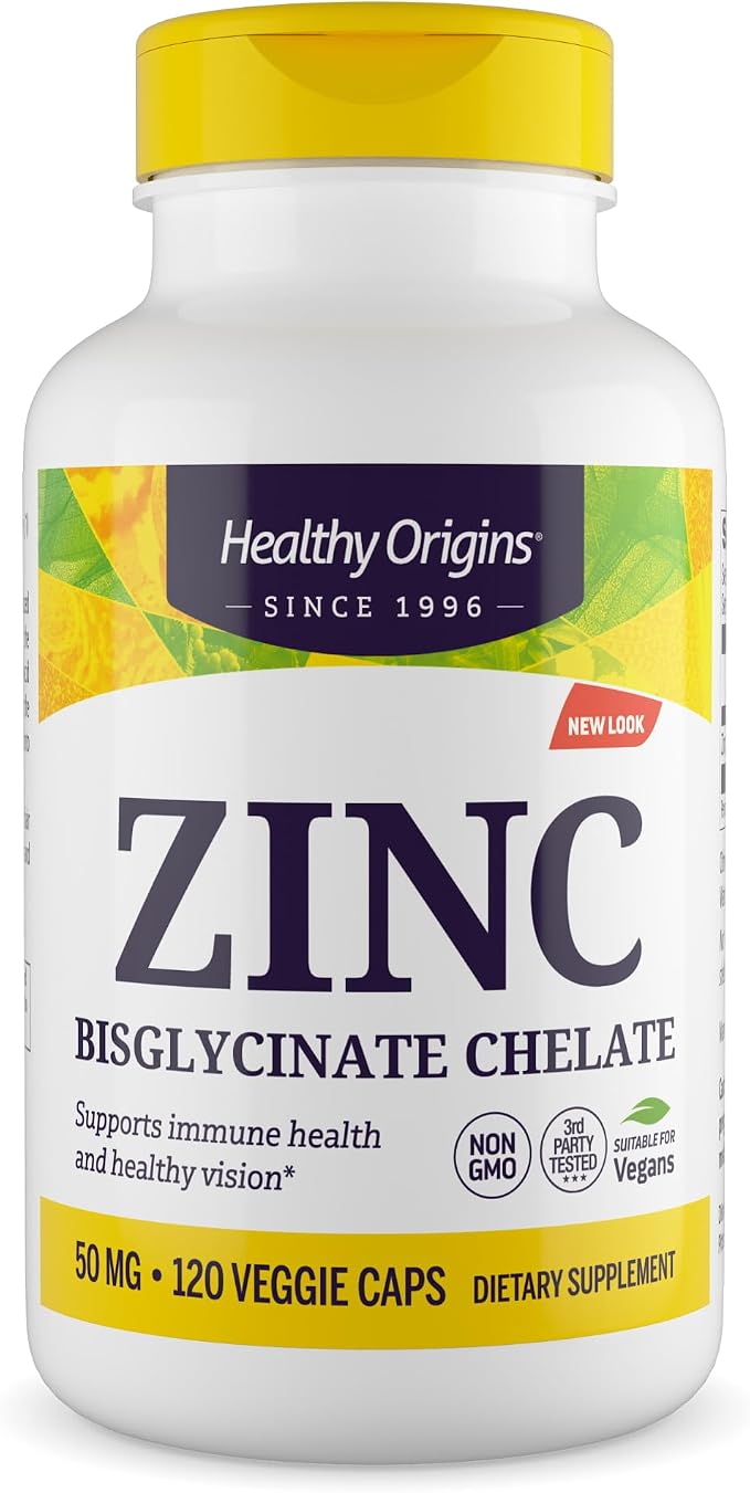 Healthy Origins Zinc Bisglycinate Chelate 50 mg, 120 Count