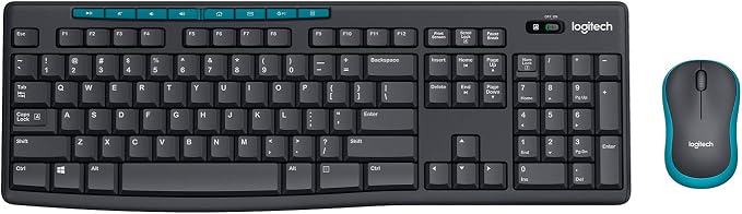 Logitech MK275 USB Wireless Keyboard and Mouse Set For Windows, 2.4 GHz Wireless, Compact Wireless Mouse, 8 Multimedia & Shortcut Keys, 2-Year Battery