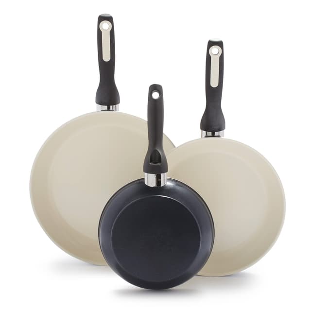 GreenPan Rio Hard Anodized Healthy Ceramic Nonstick, 8" 10" and 12" 3 Piece Frying Pan Skillet Set, Soft Grip Handle, PFAS-Free, Dishwasher Safe,