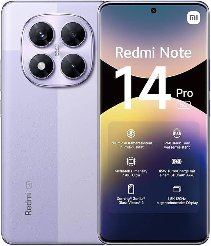 Xiaomi Redmi Note 14 Pro 5G 8gb/256gb 6.6 Purple One Size / EU Plug 220V
