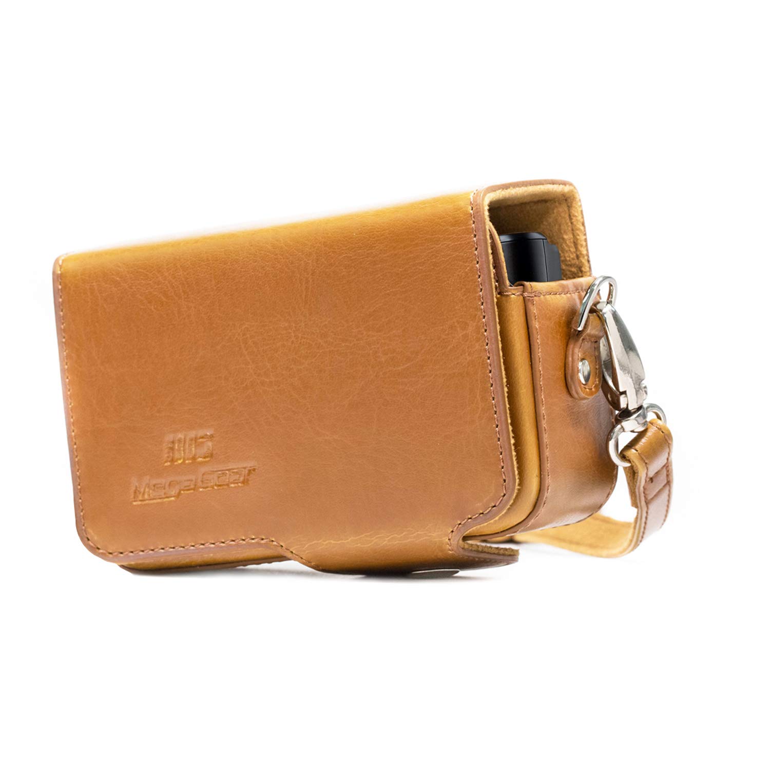 MegaGear Canon PowerShot SX740 HS, SX730 HS Leather Camera Case with Strap, Light Brown