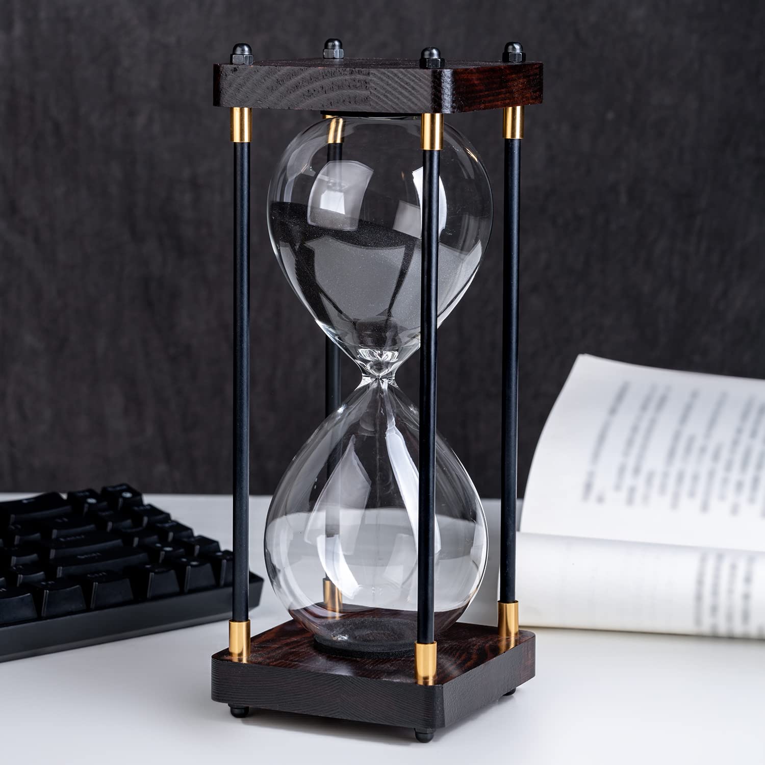 60 Minutes Hourglass Sand Timers,Large Sand Timer, Decorative Quiet Time Clock For Men/women, Vintage Wooden Hour Glass Timer,Modern Home Kitchen