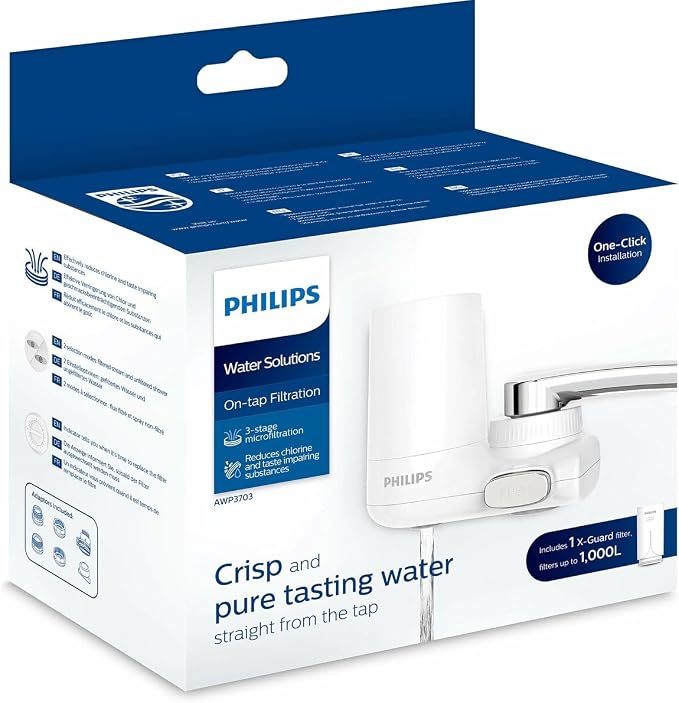 Philips Water Ontap Filter AWP3703/10 MICROFILTRATION, 1000 L Filtration Capacity, Reduces Chlorine, Sediment, and Other Taste-impacting substances